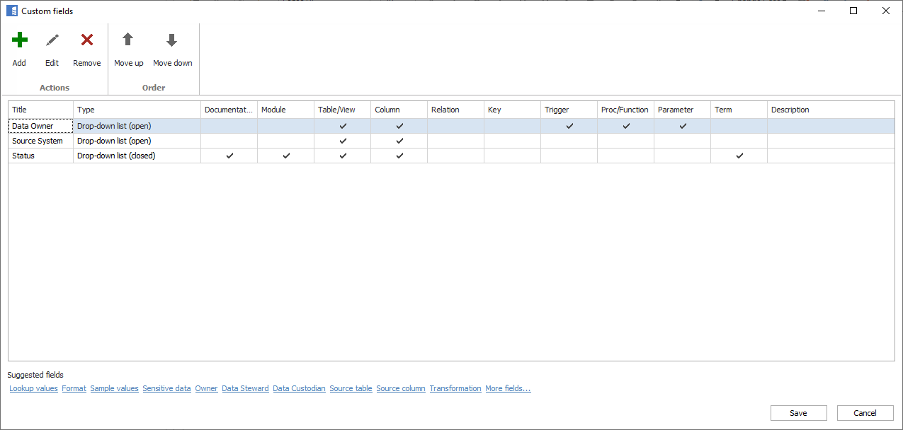 Custom field definition